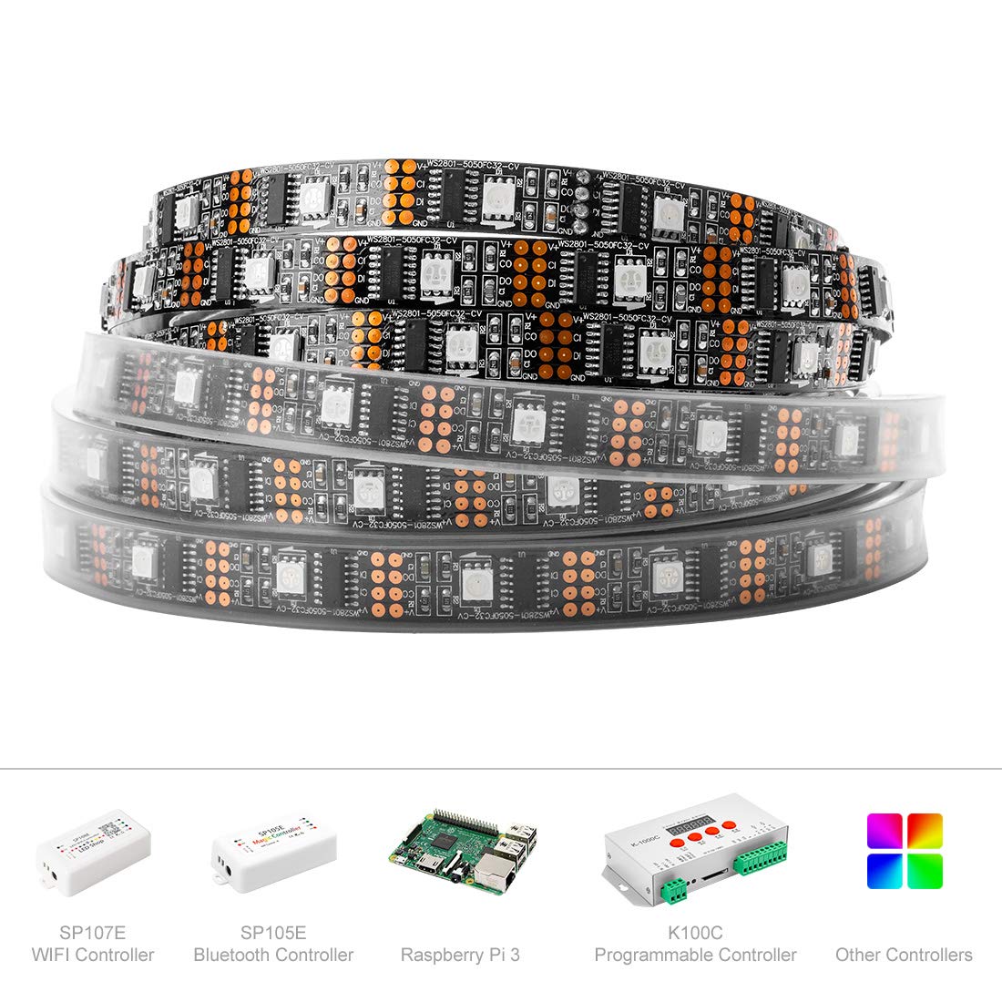 BTF-LIGHTING WS2801 Addressable RGB LED Strip | 5050 SMD 4M 13.12ft DC5V