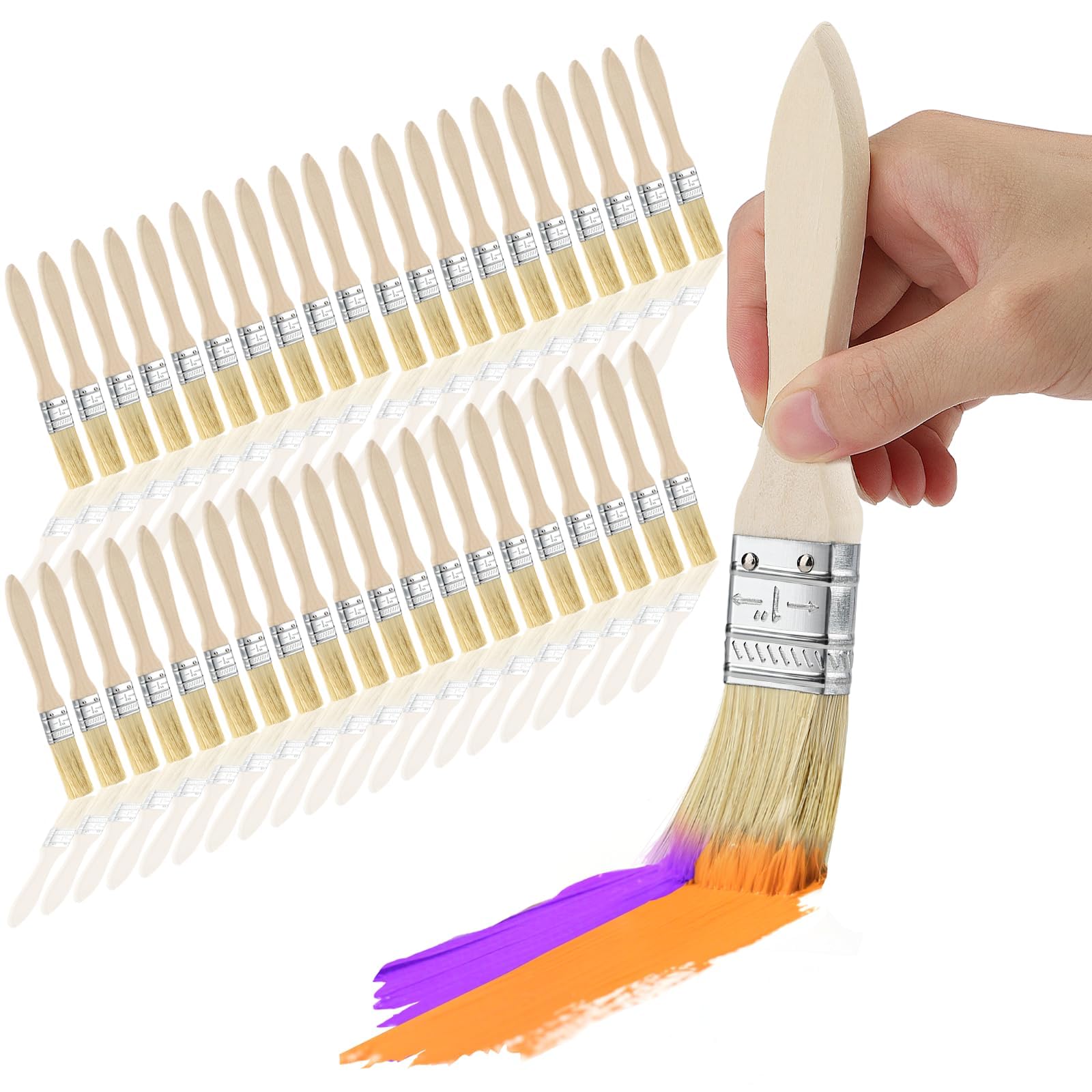 40-Pack 1-Inch Paint Brushes | Wooden Handle Varnish Set