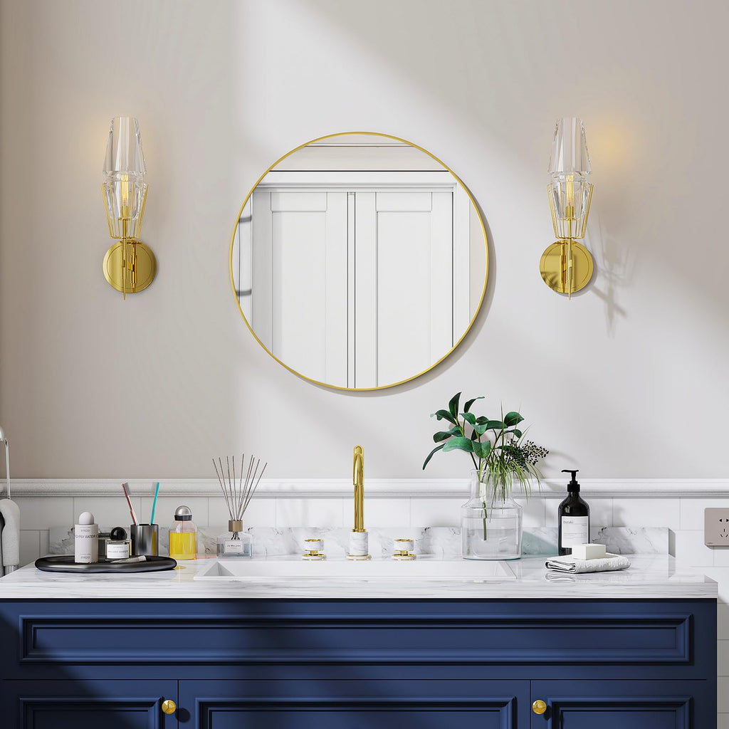Koonmi 50cm Gold Round Mirror | Aluminum Alloy Frame Wall Mirror