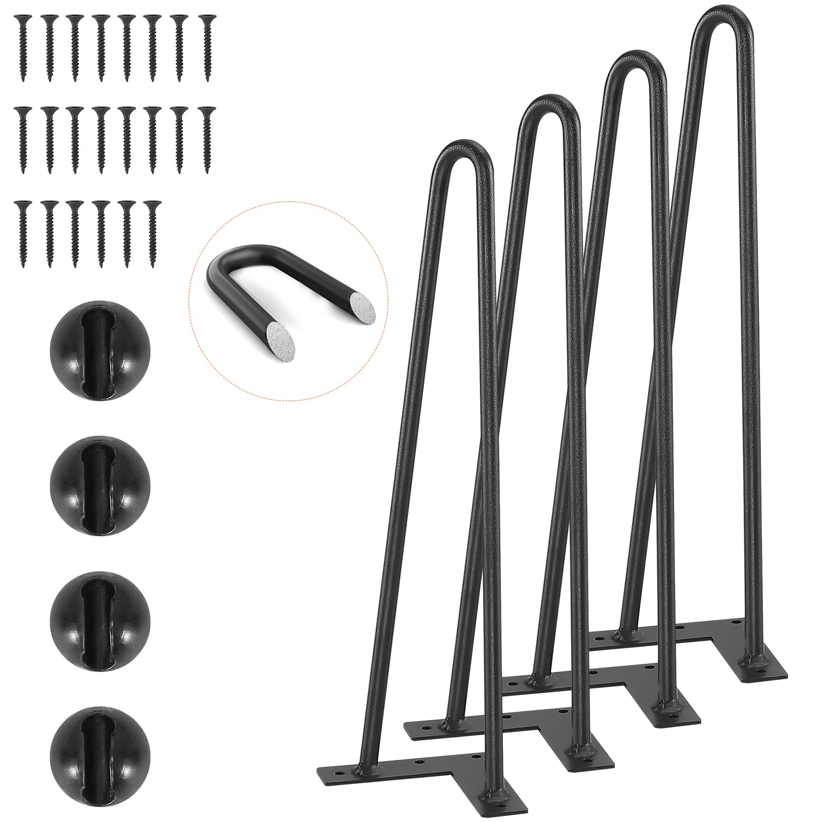 VEVOR 16-Inch Hairpin Furniture Legs | Heavy Duty Metal Table Legs, 4PCS