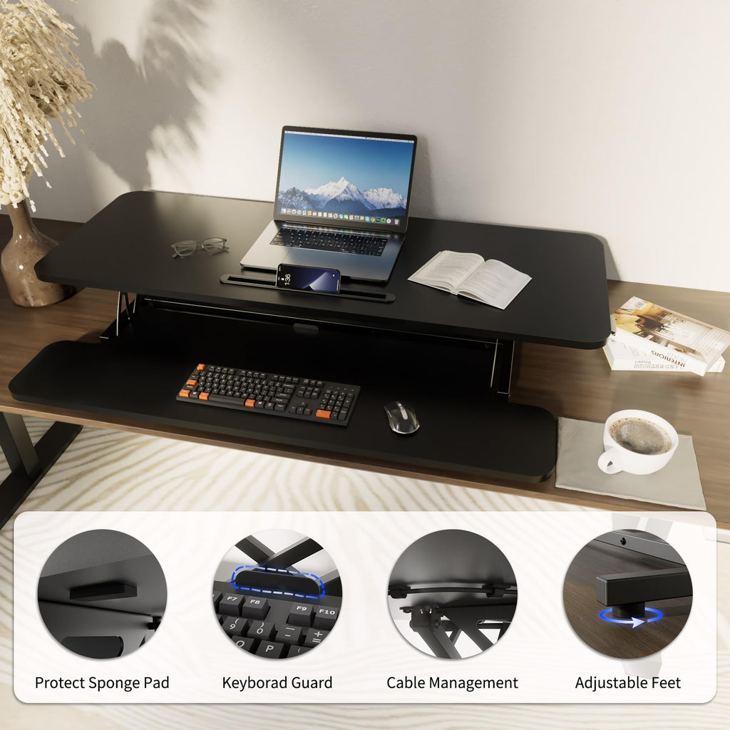 ERGOMAKER Standing Desk Converter, 42"/106cm, Black