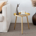 AOJEZOR Round Metal Side Table | Gold Small End Table for Living Room