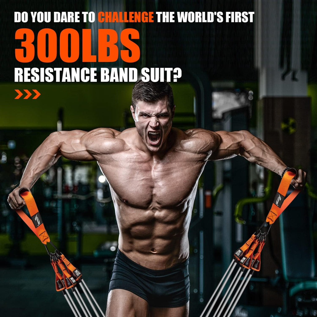 HPYGN Heavy Resistance Bands Set - 300lbs Workout Weight with Handles