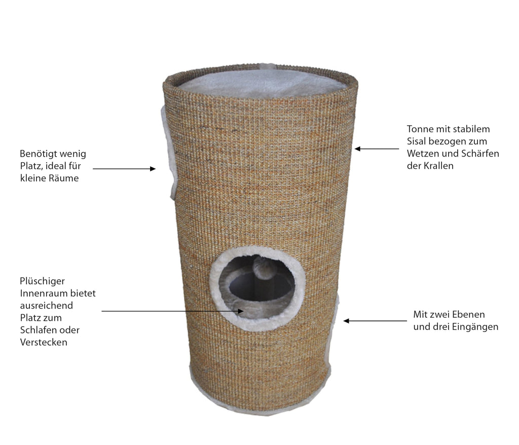 Dehner Tassilo Cat Scratching Barrel – 2-Level Sisal Tower, 36x70cm