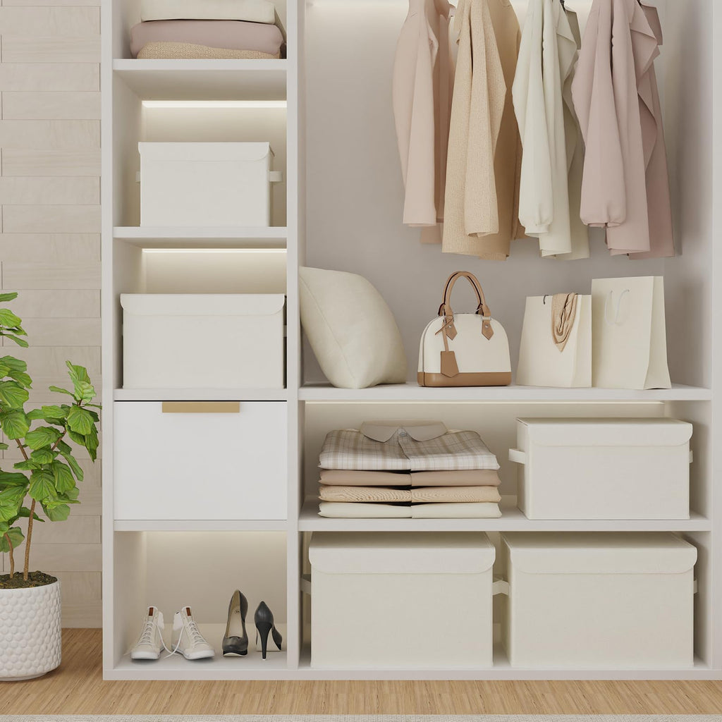 GUOHNHE Storage Bin with Lid, Closet Boxes, 2 Pack, Beige, 26x20x17 cm - image 2