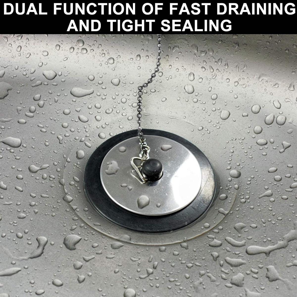 Universal bath plug with Stainless Steel Chain, bath plug replacement, Drain Stopper for Bathroom and Kitchen, bath plug and chain - image 4
