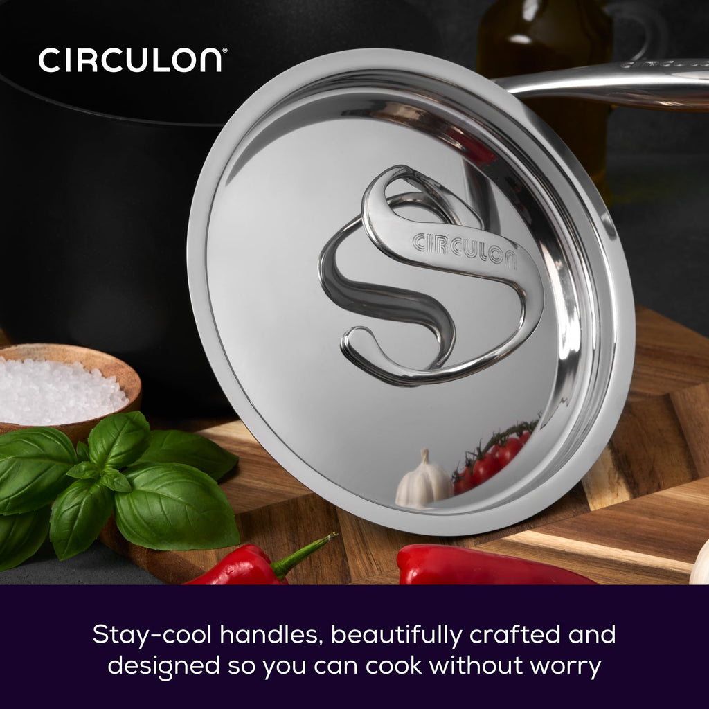 Circulon Style Hard Anodised Non-Stick Sauteuse Pan, 27cm/3.8L | Black