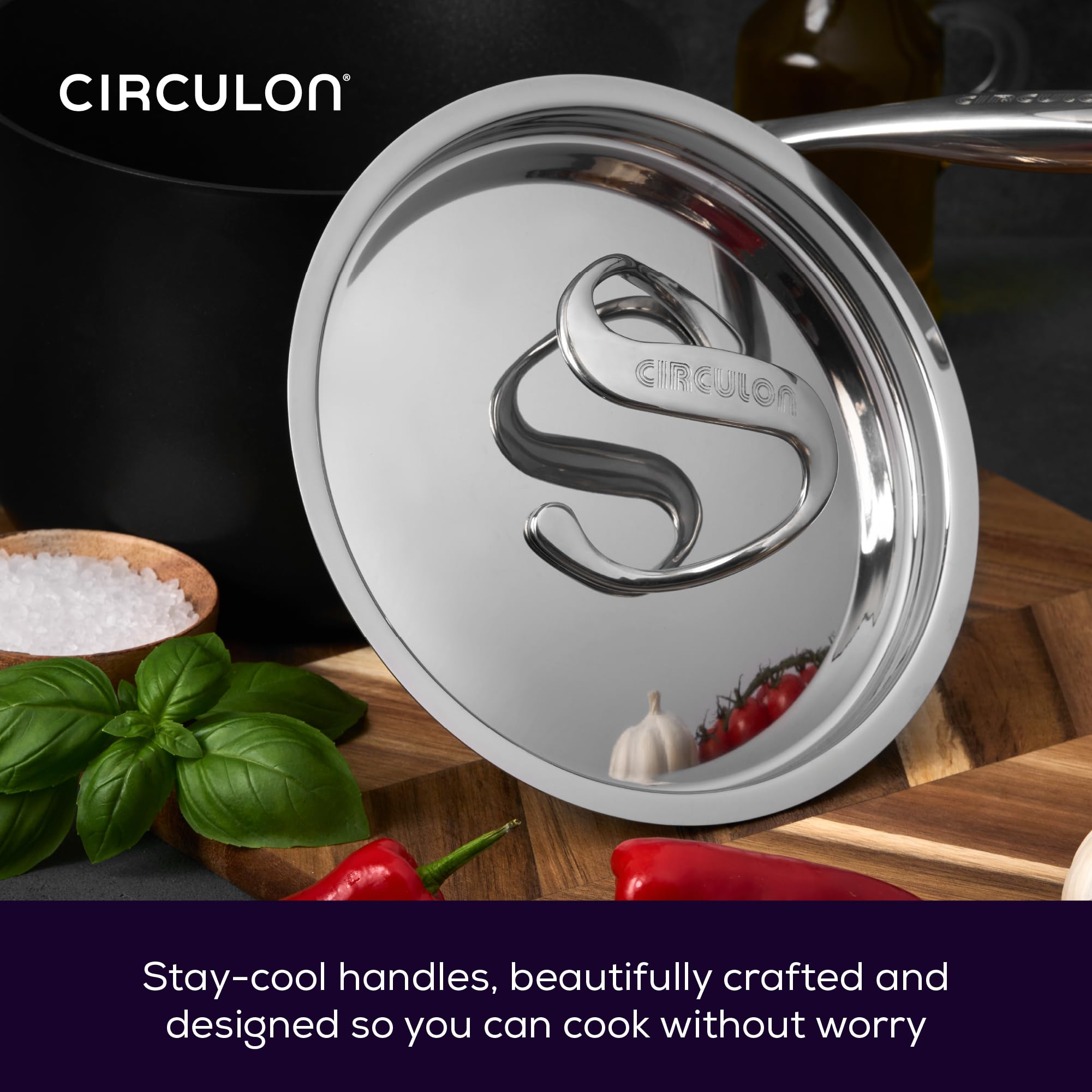 Circulon Style Hard Anodised Non-Stick Sauteuse Pan, 27cm/3.8L | Black