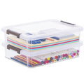 Citylife 2Pack Craft Storage Boxes, 4.5L A4 Plastic Storage boxes with Lids, Handles, Transparent Stackable Craft Organiser for Document, Book