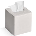 GOLRANLYE Square PU Leather Tissue Box Cover – Linen Beige Holder
