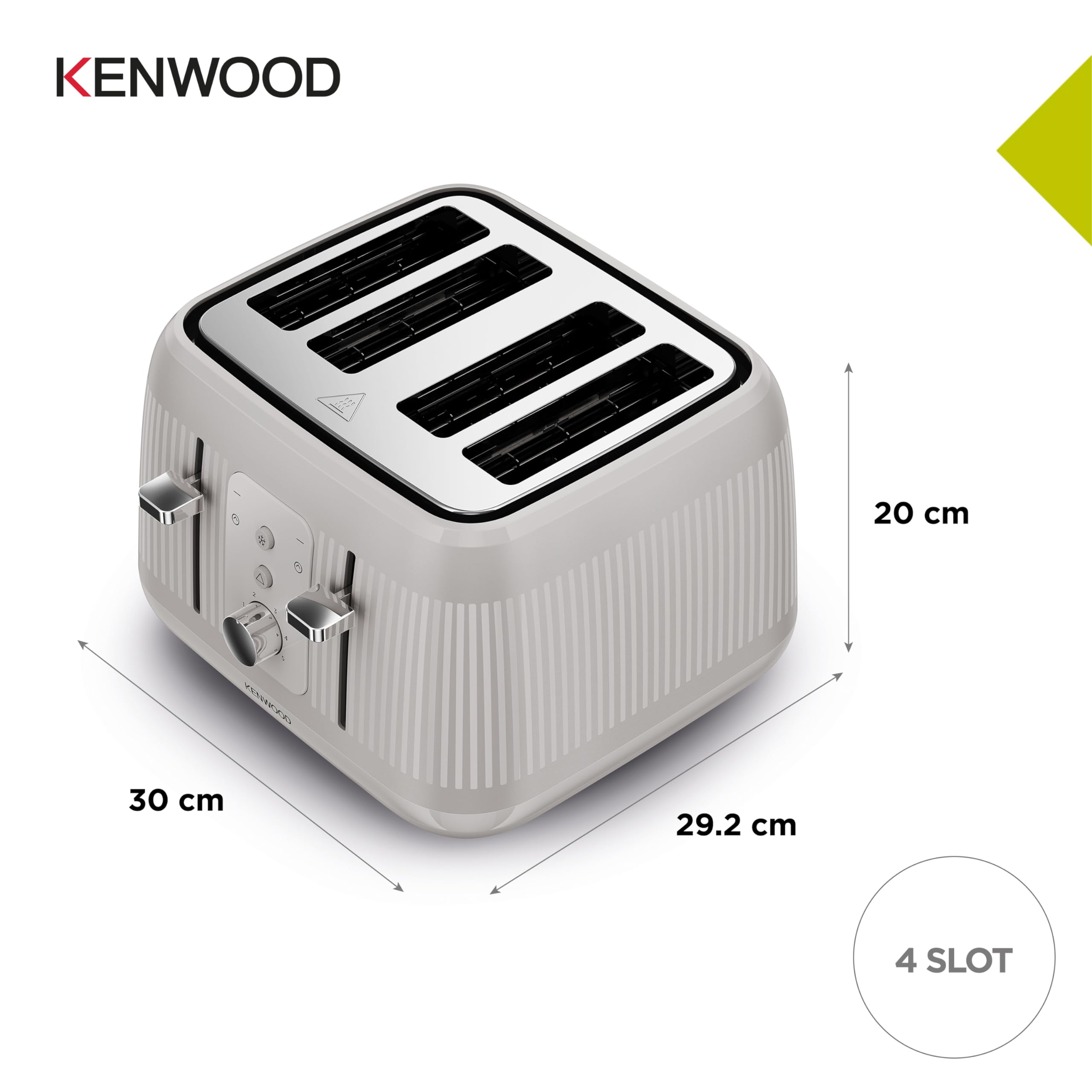 Kenwood Dawn 4-Slot Toaster – 1800W with 5 Browning Levels, Cream
