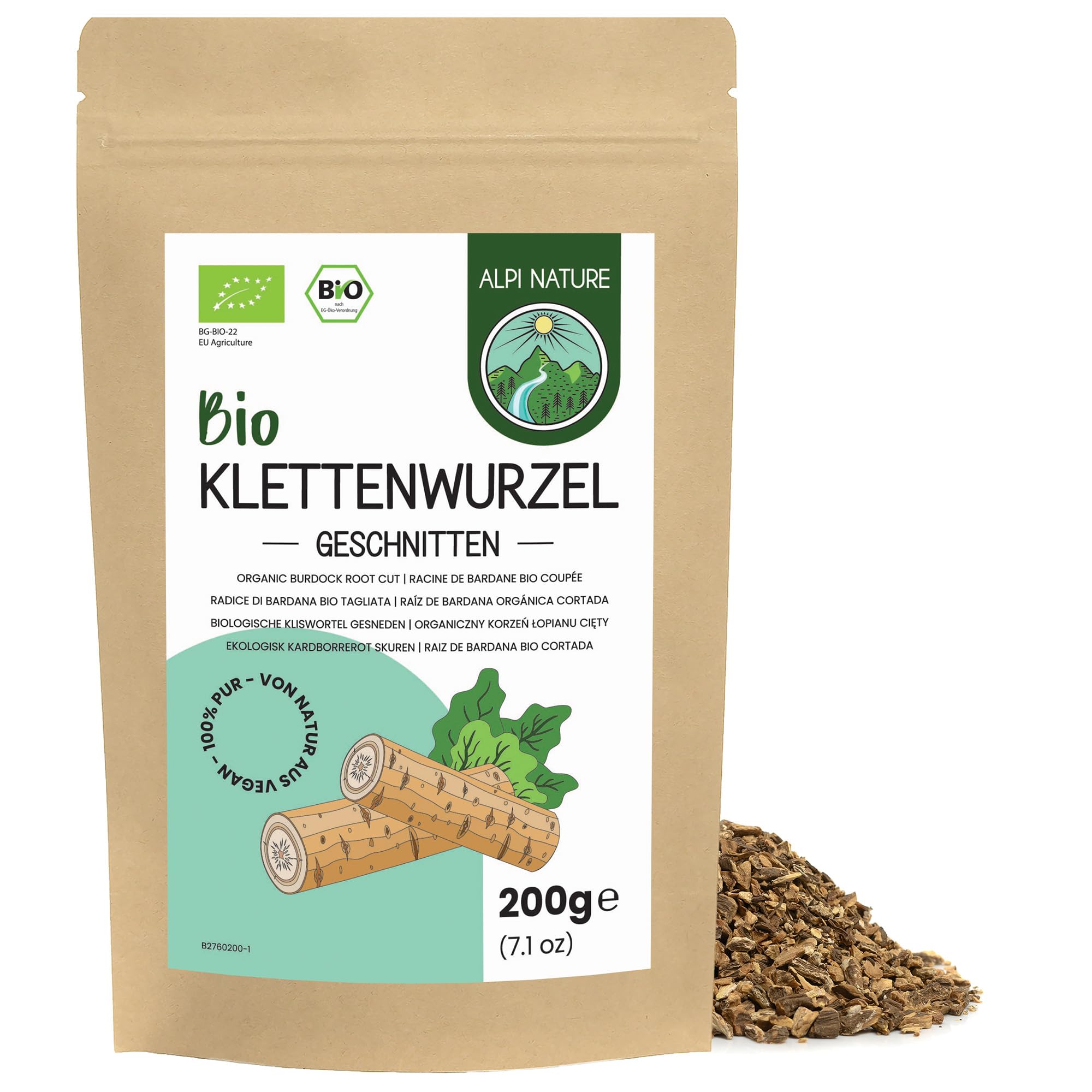 Alpi Nature Organic Burdock Root Tea – 200g Dried Loose Herbal Tea