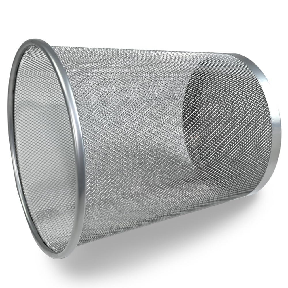 Ram® 20L Circular Mesh Bin Office Home Garbage Can For Bathrooms, Kitchens, Offices, Rooms, Students Silver - image 2