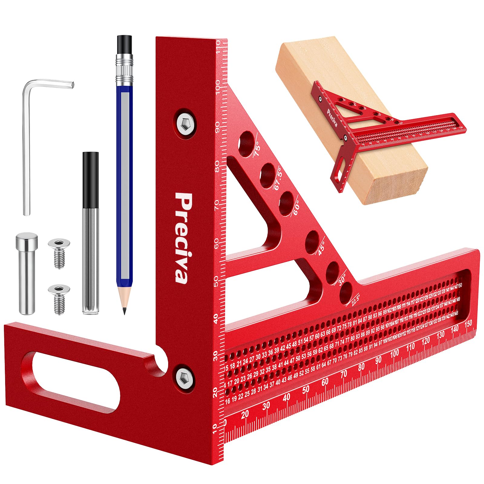 Preciva 3D Speed Square - Aluminum Alloy Multi Angle Measuring Tool