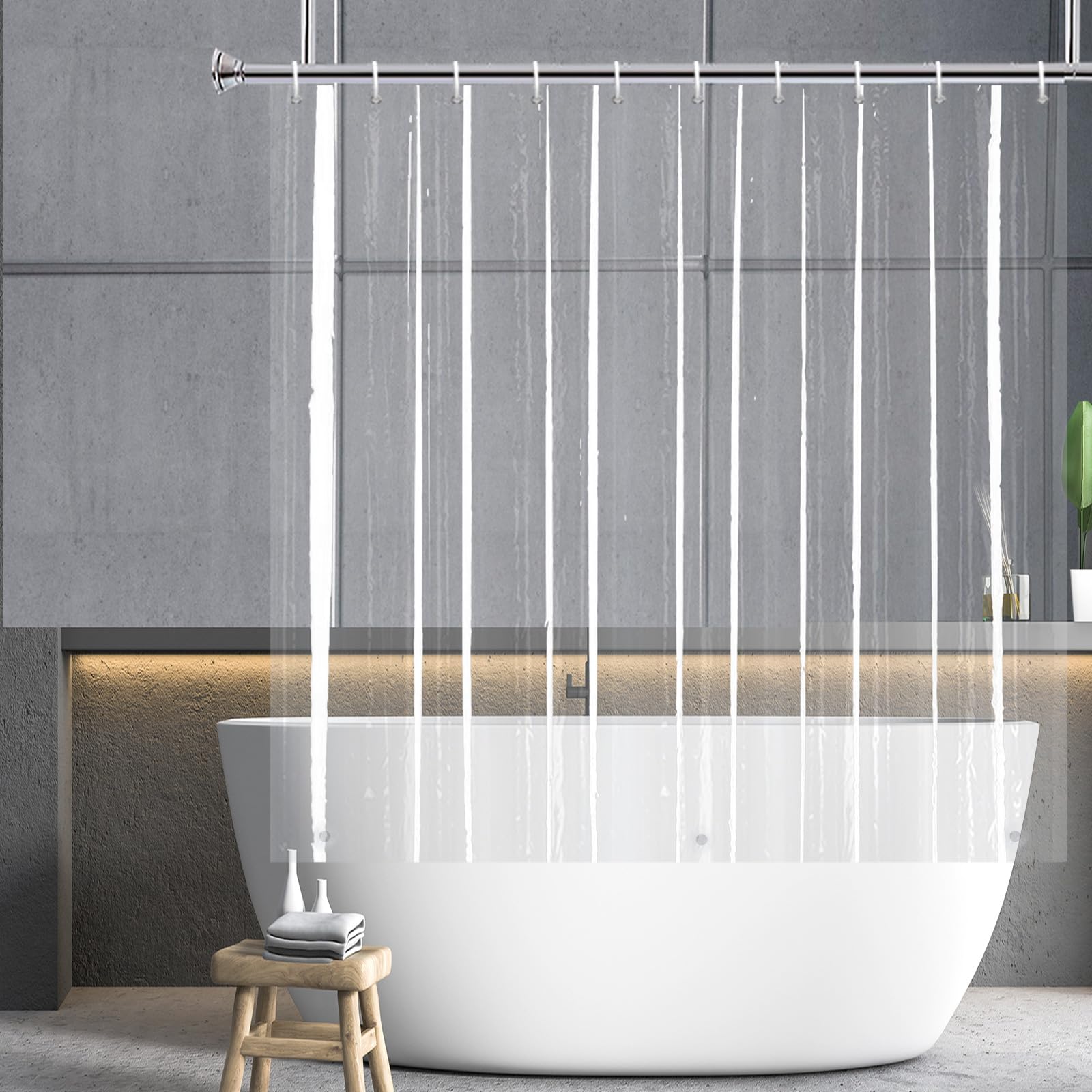 Clear PEVA Short Shower Curtain Liner with Magnets | 59x59"