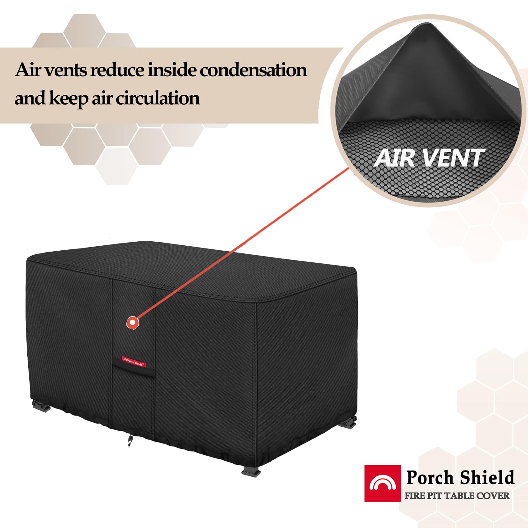 Porch Shield Rectangular Fire Pit Cover | Waterproof 600D - 52 x 34 Inch