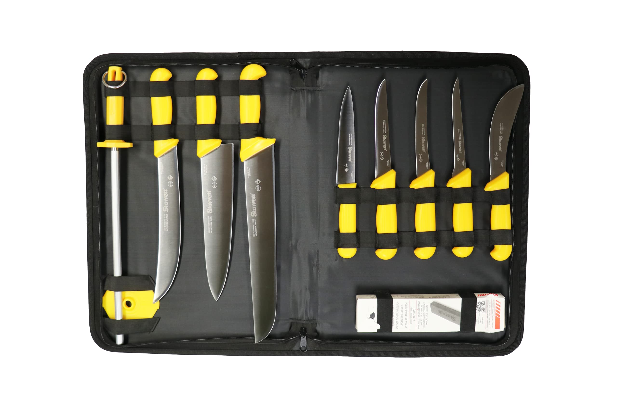 Starrett 11-Piece Professional Stainless Steel Kitchen Chef Knife Set - Yellow