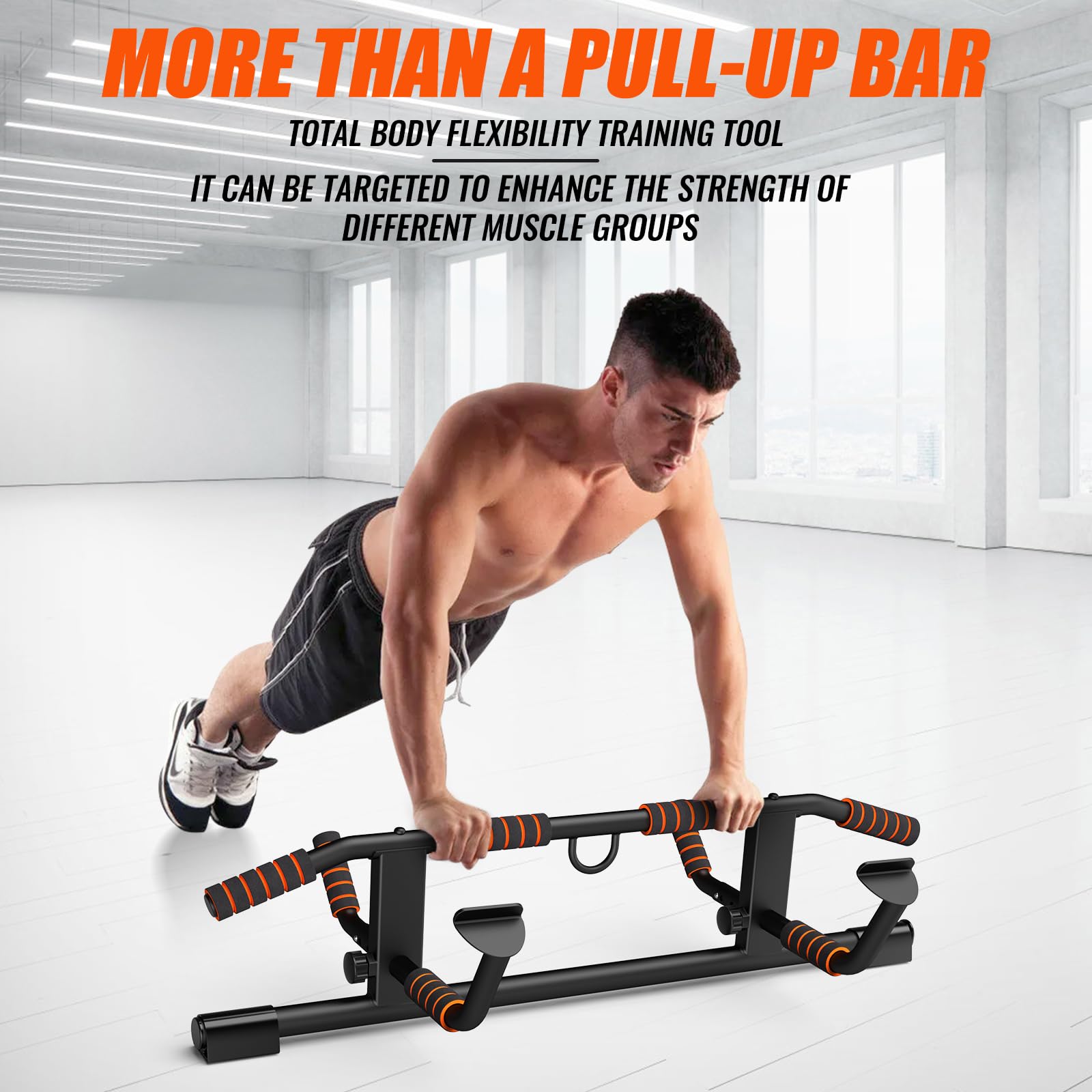 AmazeFan Pull Up Bar for Doorway – Ergonomic Multi-Grip Home Gym Frame