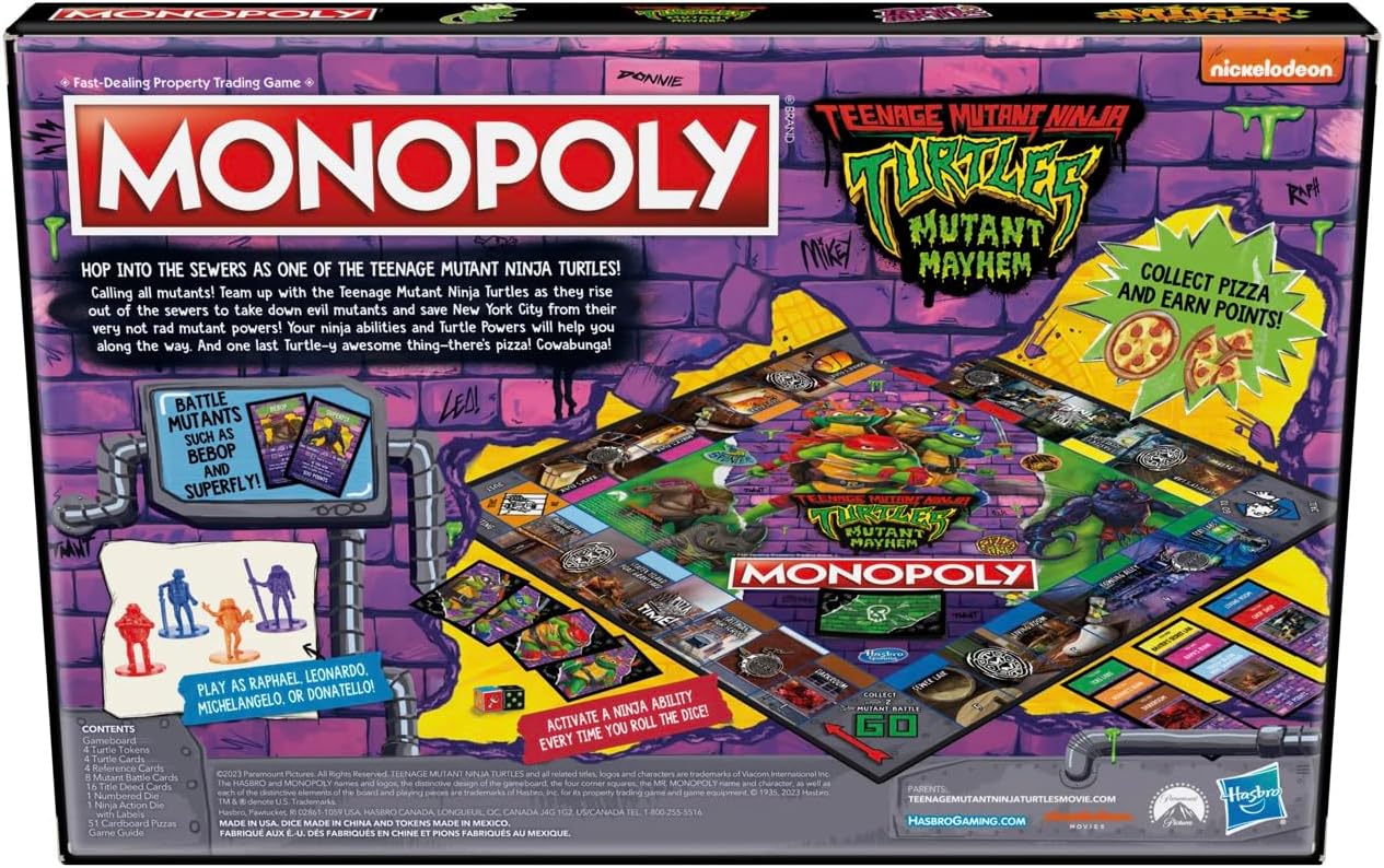 Monopoly Teenage Mutant Ninja Turtles: Mutant Mayhem Board Game