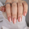Findigit Short Almond Press On Nails | Glossy Chrome Soft Gel Kit