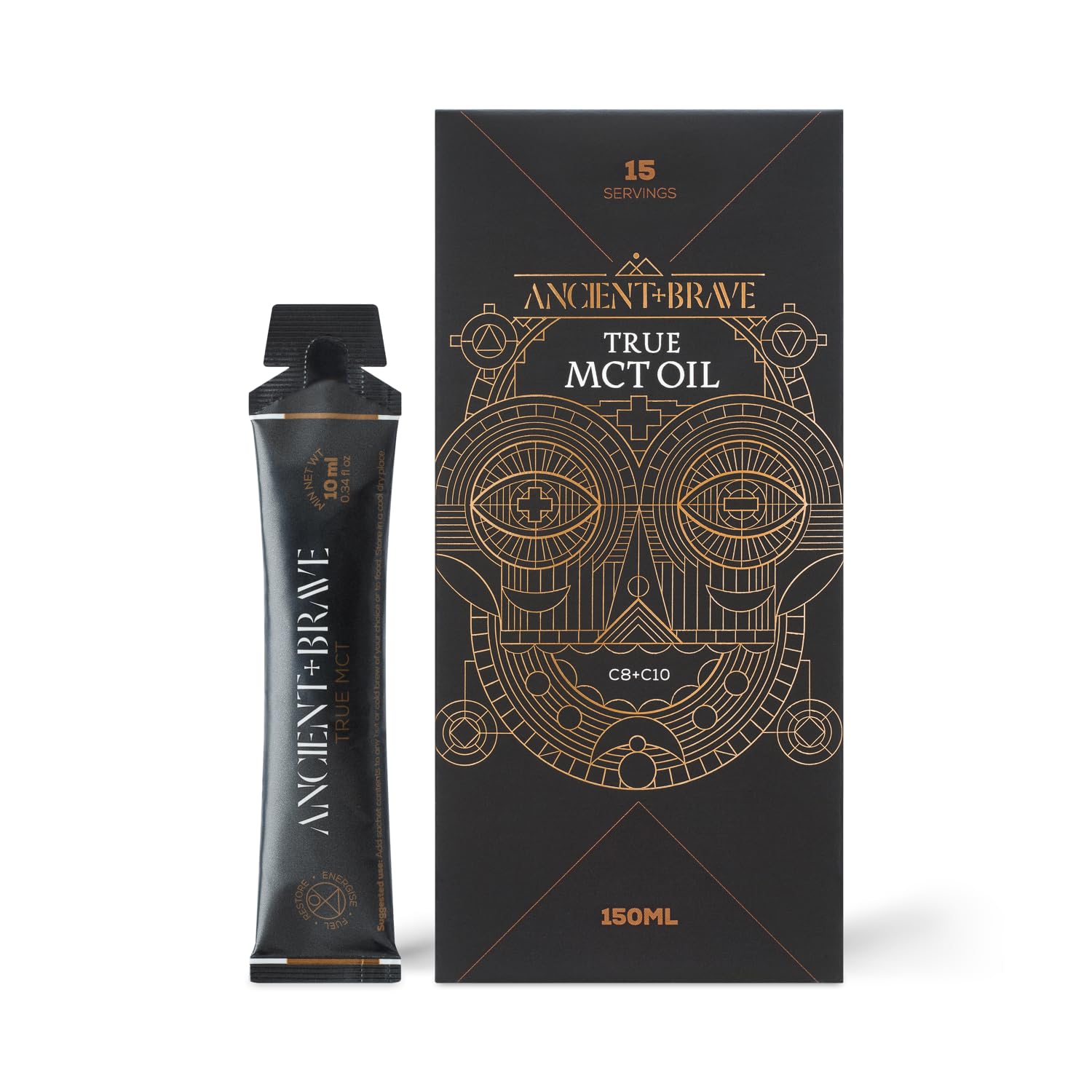 Ancient + Brave True MCT Oil Sachets | 15 x 10ml Pure Coconut Oil