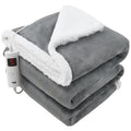 GlamHaus Heated Throw Electric Fleece Blanket - 160x130cm Reversible Grey