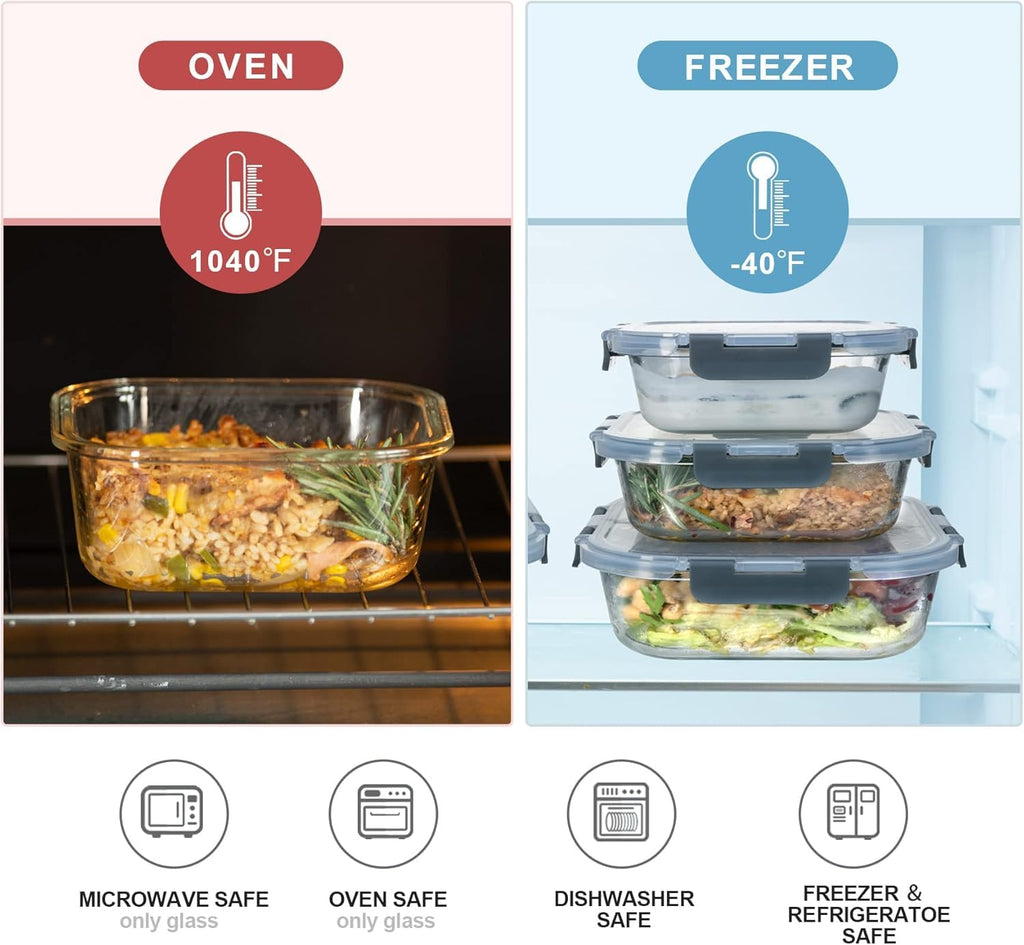 Genicook Glass Food Storage Containers – 20pc Airtight Meal Prep Set