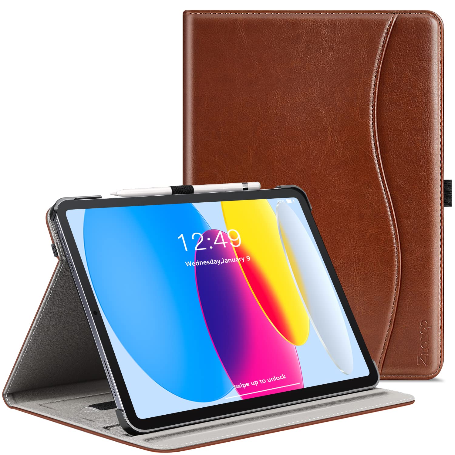 ZtotopCases iPad 11th/10th Gen Leather Business Case with Pencil Holder