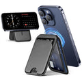 Wtuhu Magnetic Leather Wallet Stand for iPhone 16/15/14/13/12 | Black