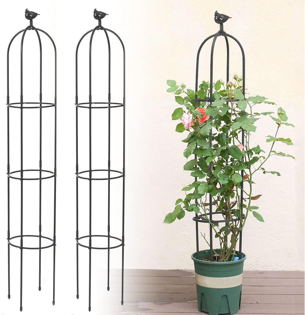 Kalolary 2-Pack Garden Trellis – 6FT Metal Obelisk for Climbing Plants