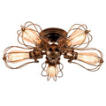 GLADFRESIT Industrial 5-Light Metal Cage Ceiling Light – Semi-Flush Mount