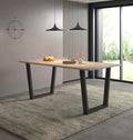 Hallowood Dudley 180cm Oak Dining Table | 6 Seater Industrial Metal Legs