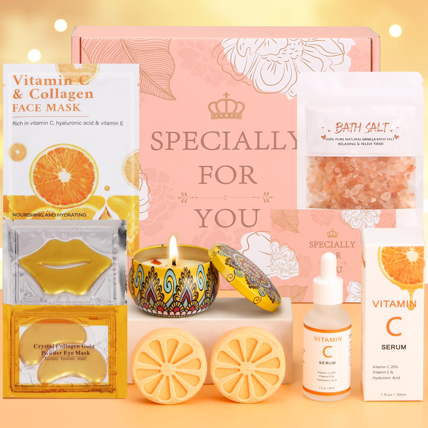 Jolof Store Vitamin C Skincare & Spa Gift Set - 9 Piece Pamper Hamper