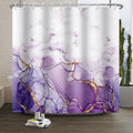 Jolof Store Marble Shower Curtain | White & Purple Waterproof Polyester