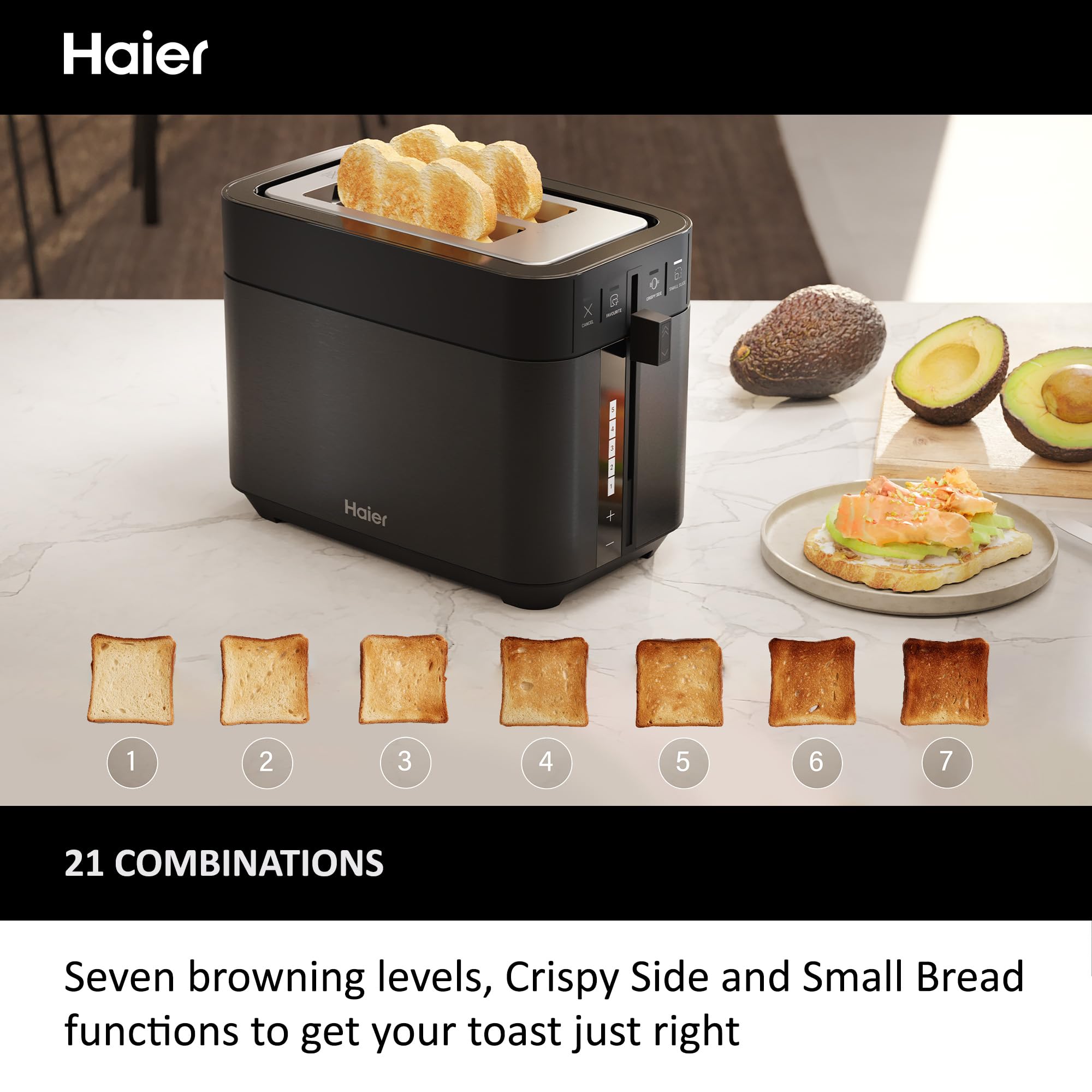 Haier I-Master Series 5 Toaster | 2-Slice Stainless Steel with XL Slots