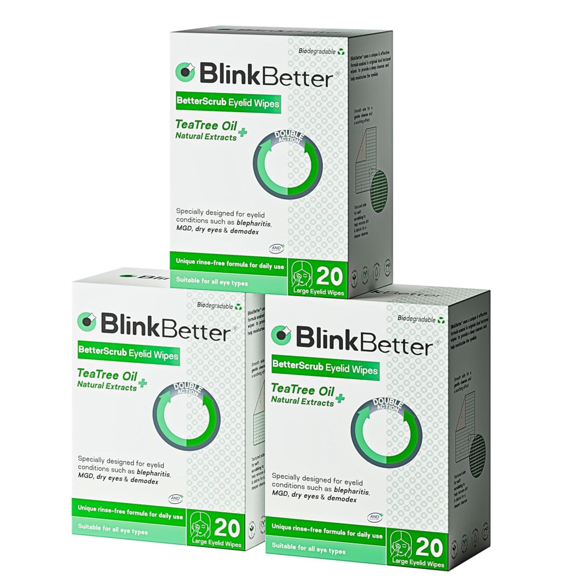BlinkBetter Tea Tree Oil Eyelid Wipes – 60ct Dry Eye & Blepharitis Relief