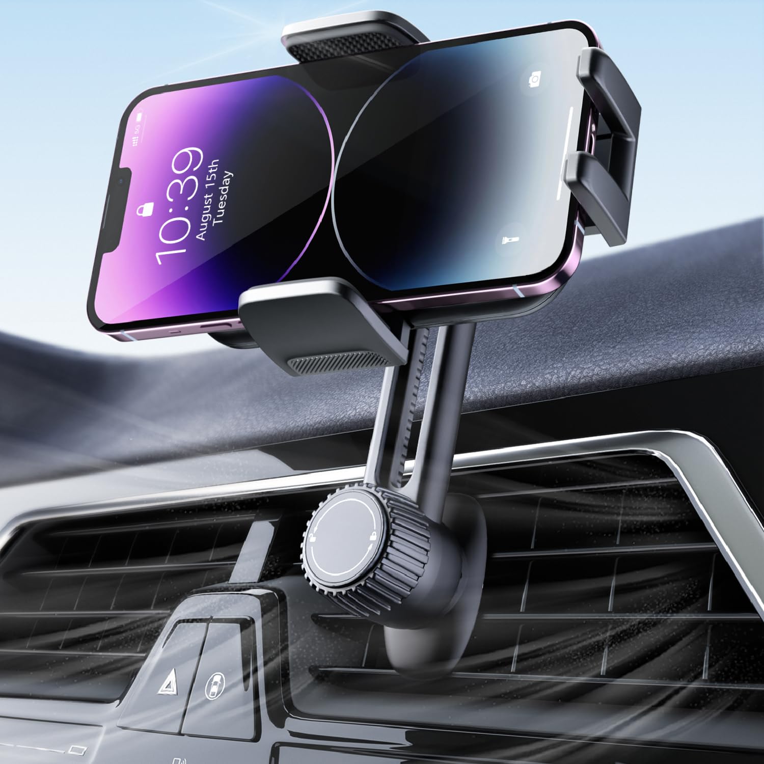 Jolof Store Car Vent Phone Mount – 360° Rotation Quick Release Hook