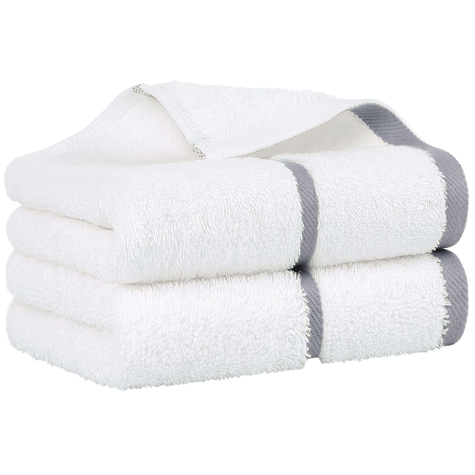PiccoCasa 2 Pack Luxury Cotton Guest Towels – 750 GSM Grey Hand Towels