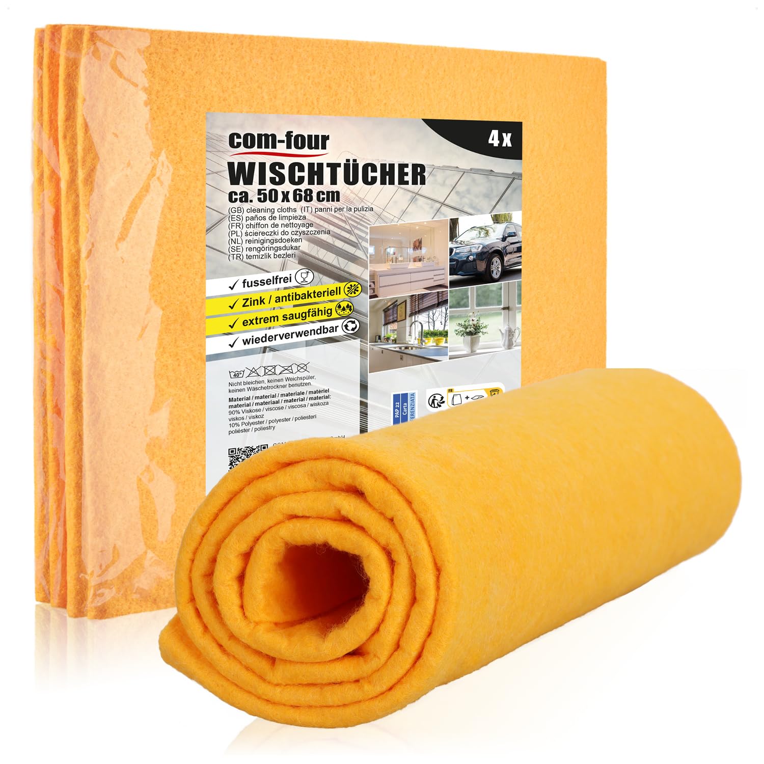 Jolof Store Absorbent Cleaning Cloths – 4 Pack Lint-Free Reusable Wipes
