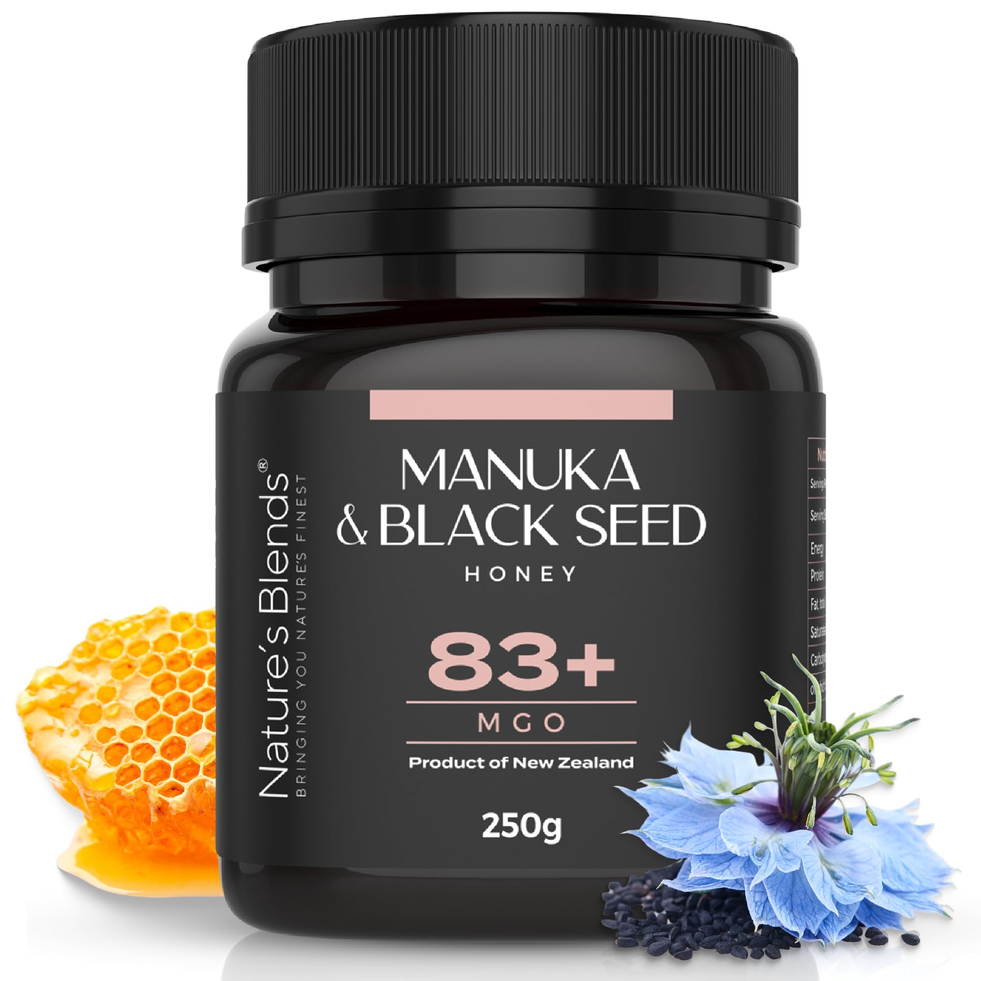Nature's Blends Black Seed & Manuka Honey MGO 83+ Raw Honey - 250g