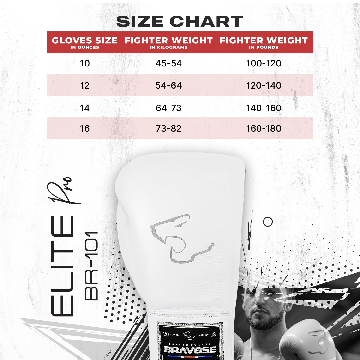 Bravose Elite Pro Boxing Gloves | 14oz Cowhide Leather Strap Sparring