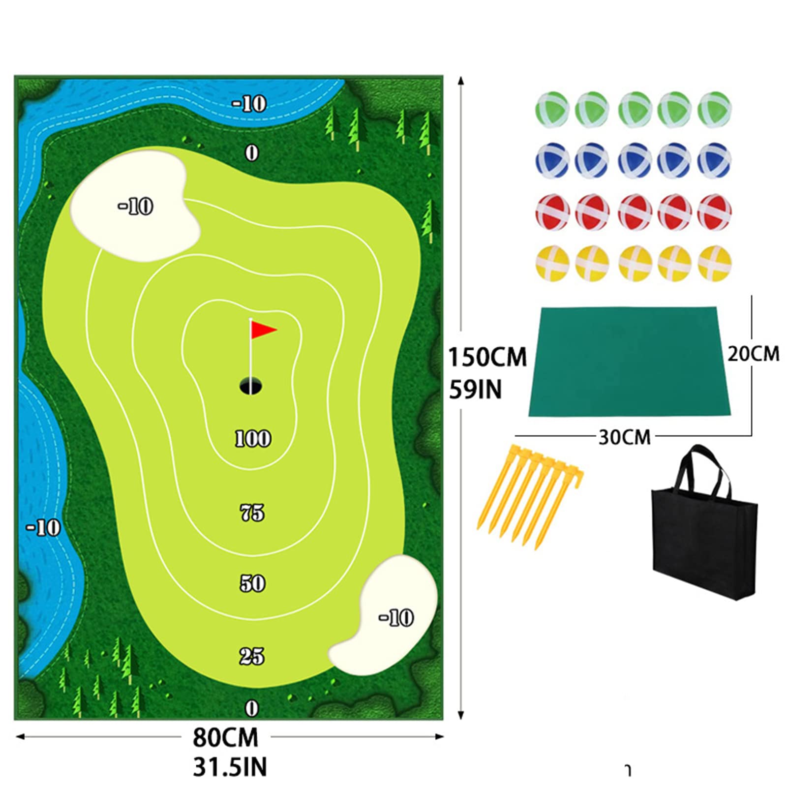 Golf Chipping Game Set – Indoor/Outdoor Training Mat with 16 Balls