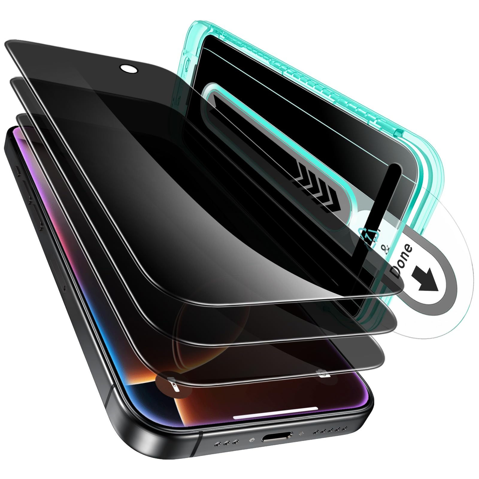 ESR iPhone 16 Pro Privacy Screen Protector – 3 Pack Tempered Glass