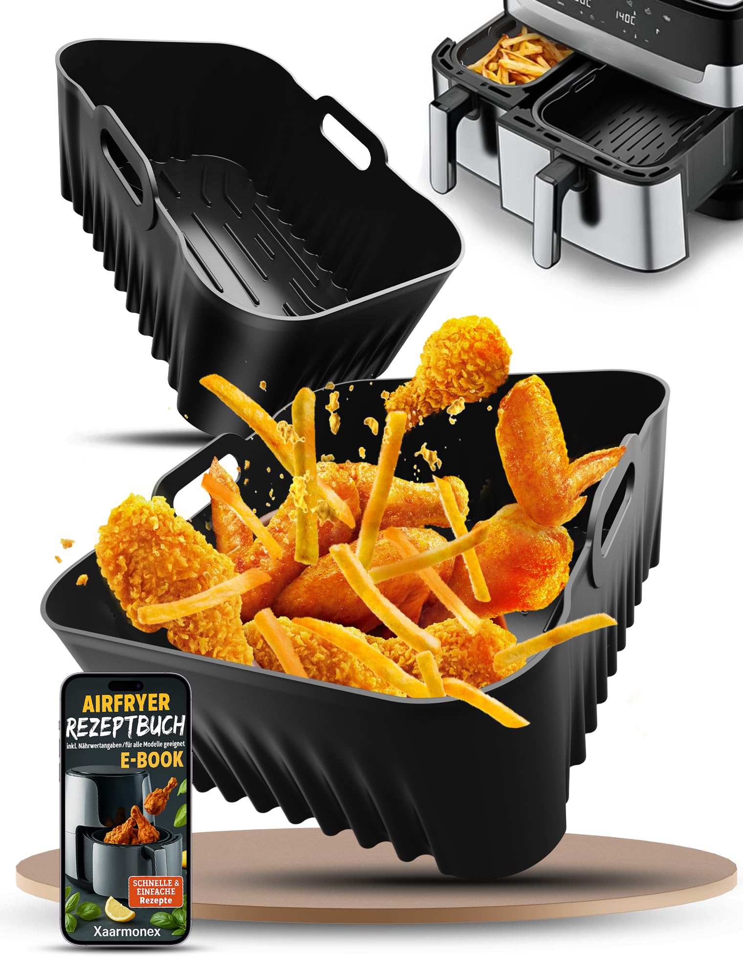 Jolof Store Silicone Air Fryer Liners for Tefal Dual Easy Fry XXL 11L