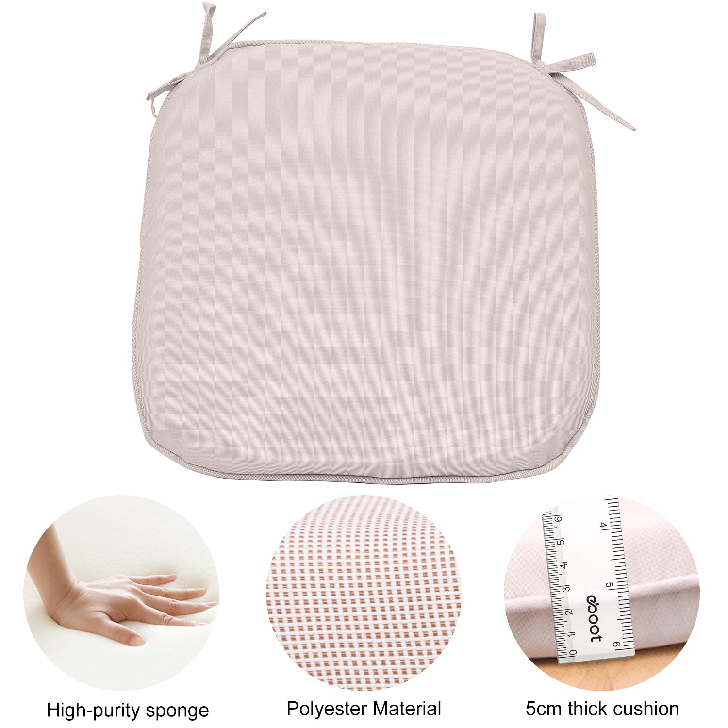 RACE LEAF Waterproof Garden Chair Cushions | Round Seat Pads - 6 Pack