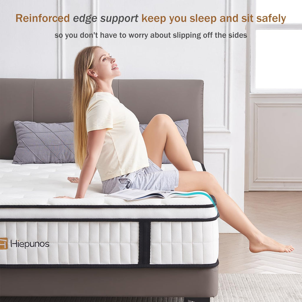 Hiepunos 3FT Single Mattress, 10.2 INCH Single Memory Foam Mattress, 9-Zone Pocket Sprung Medium Firm - image 4