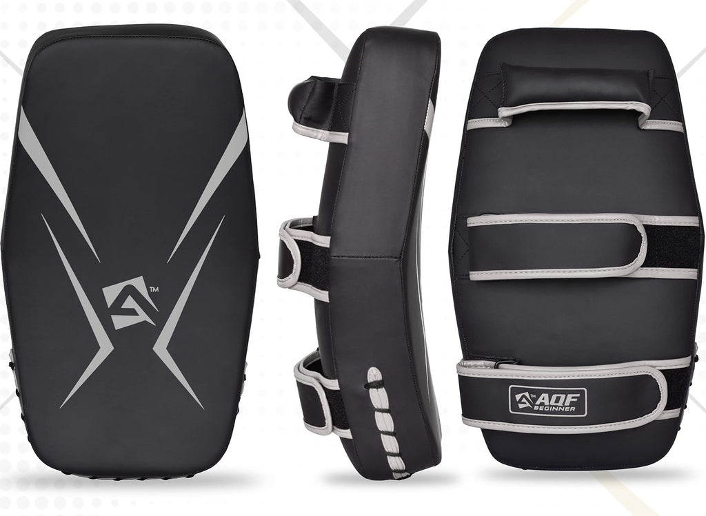AQF Muay Thai Pads | Maya Hide Leather Curved Kickboxing Strike Shield