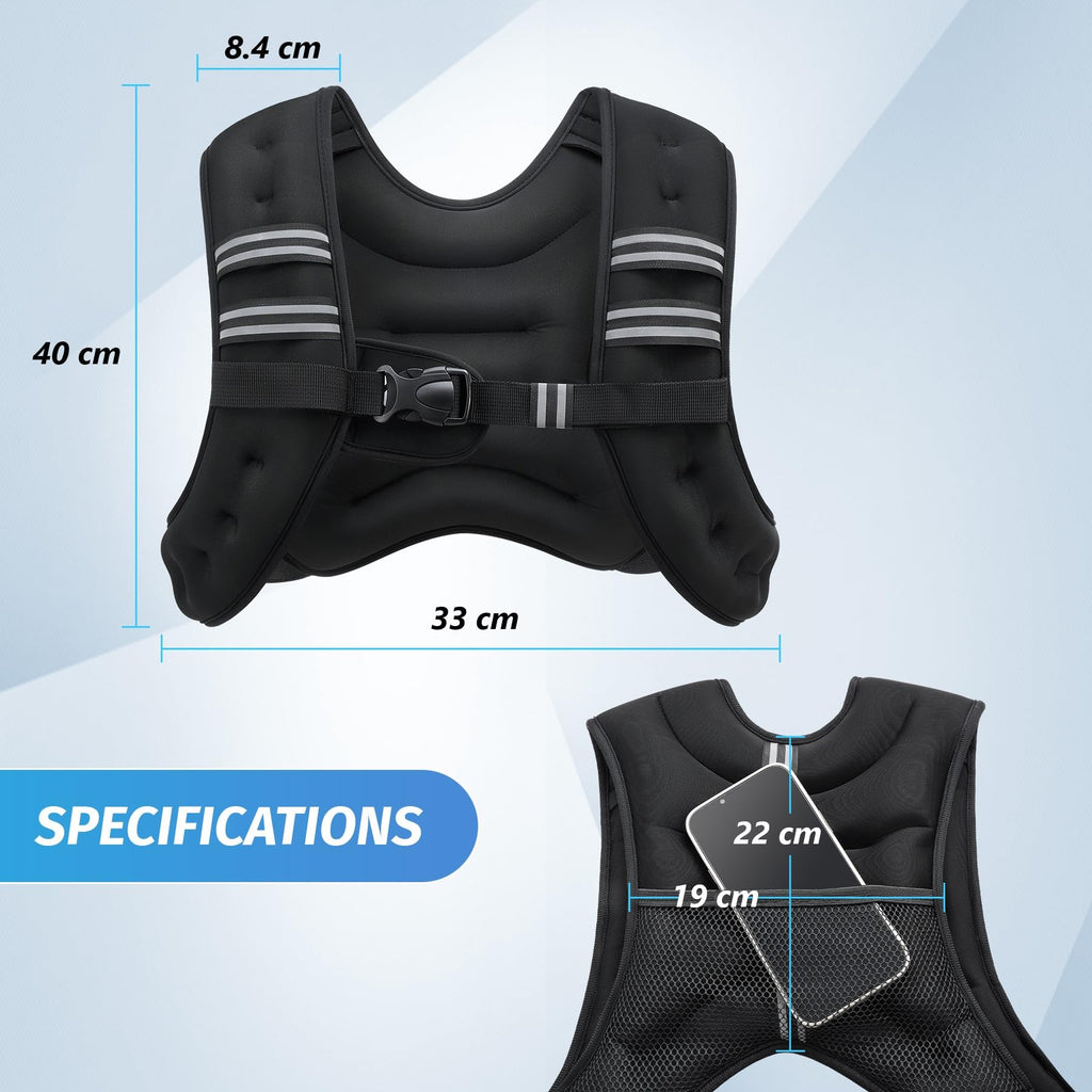 ZELUS 5.4kg Weighted Vest | Reflective Neoprene Vest for Running
