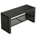 HEYZOEY Balck Bamboo Hallway Bench with Shelf, Dining Bench, 35×13×17 in
