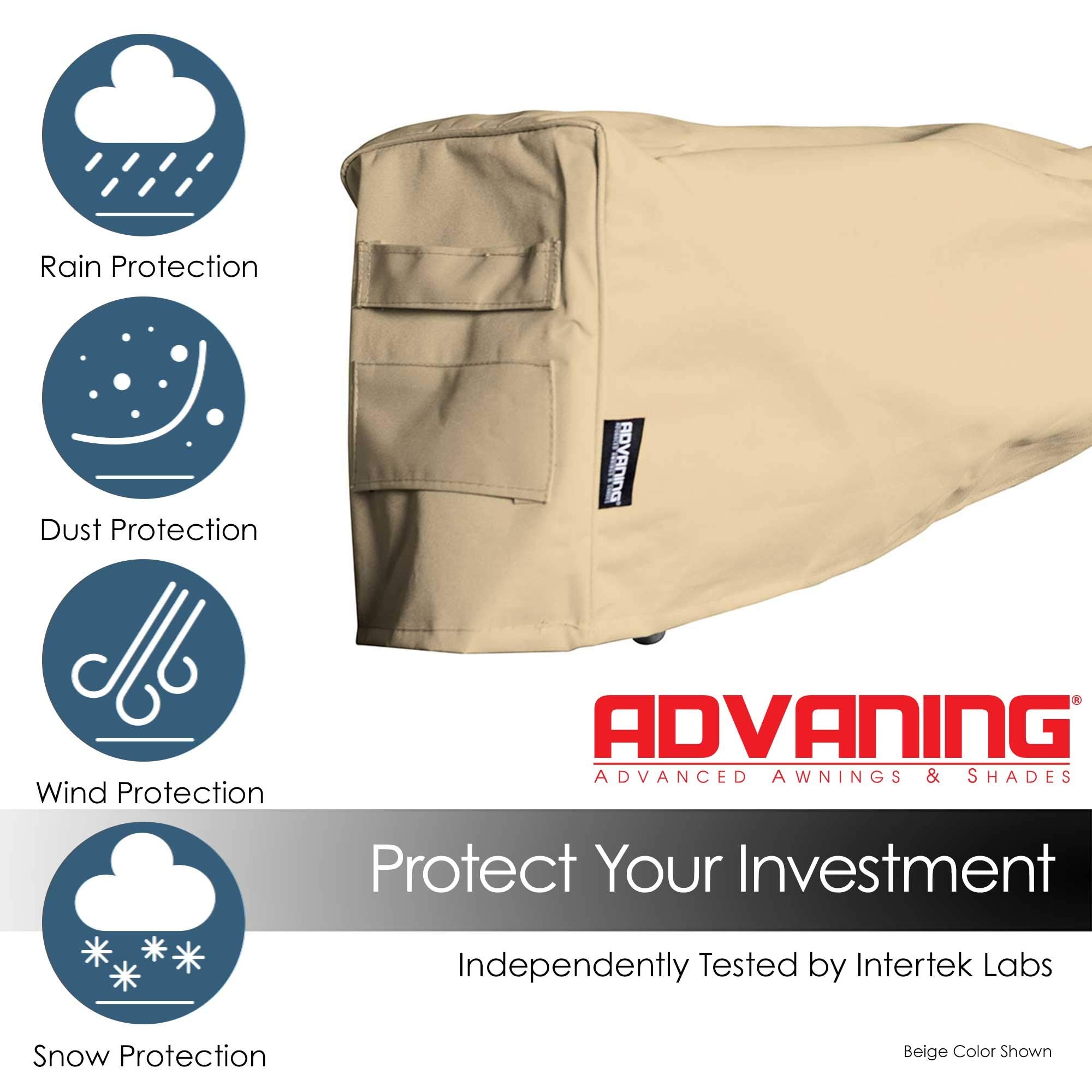 Advaning 12' Retractable Awning Cover – Heavy Duty Waterproof Polyester, Beige